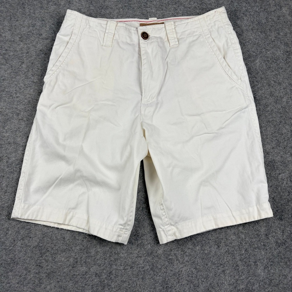 Y2K Red Camel Chino Shorts Mens 32 White Cotton Casual Summer Preppy Classic 00s